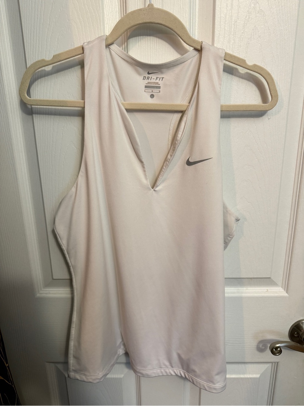 Nike White Dri-FIT V-Neck Athletic Tank Top